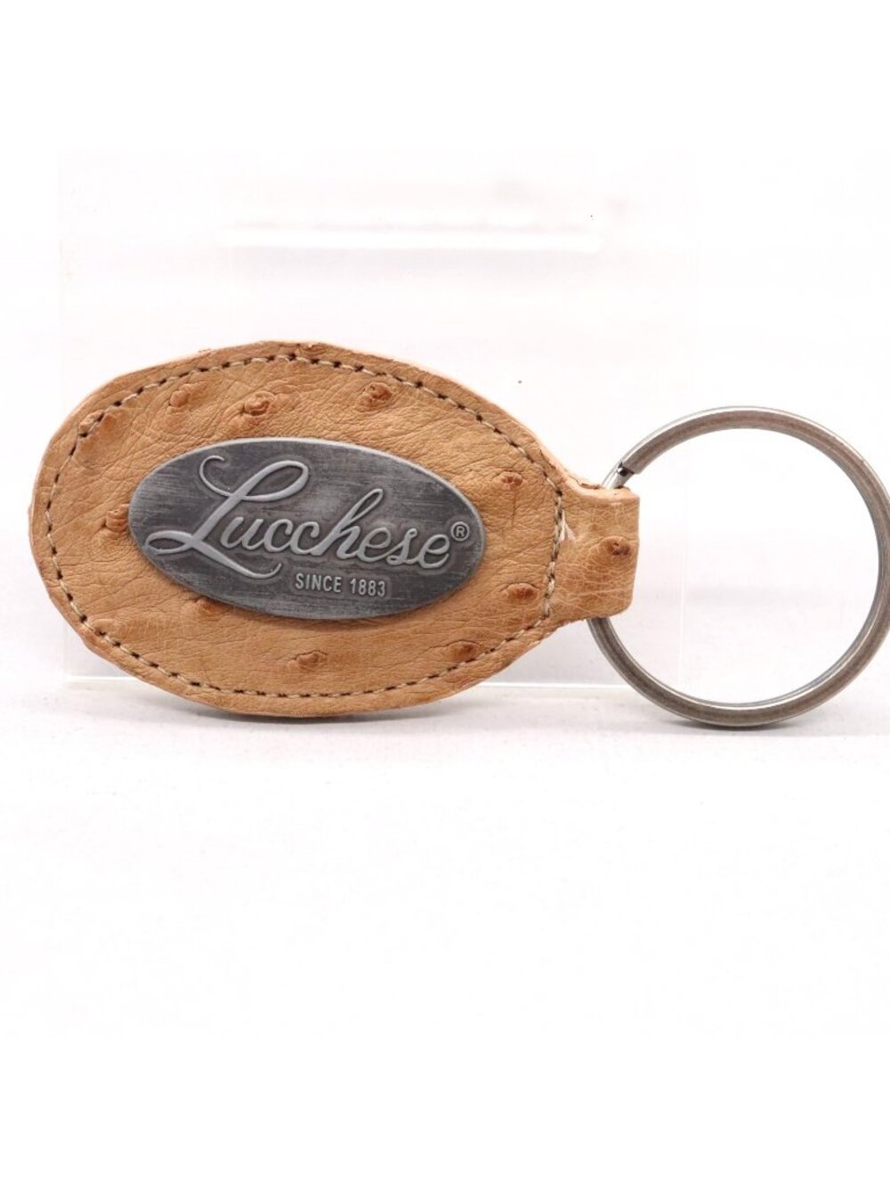Lucchese Ostrich Leather Keychain Keyfob NOS Vintage e